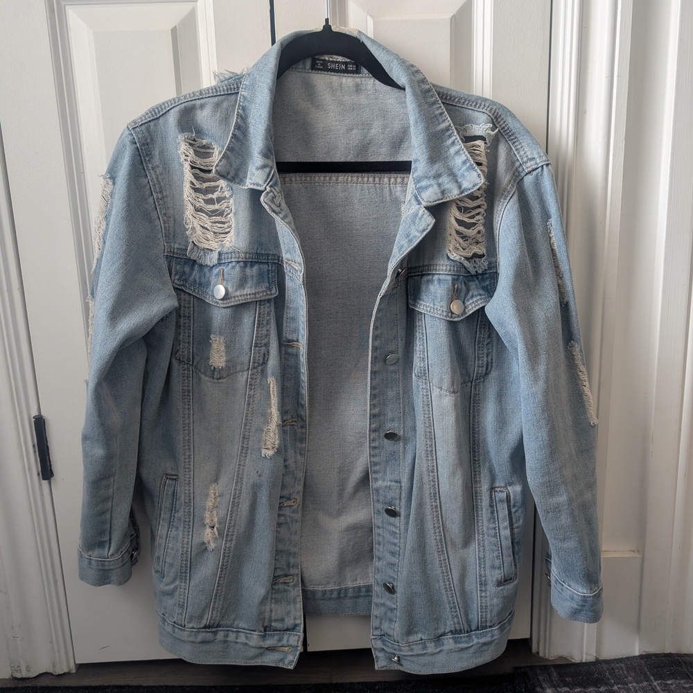 Light Blue Distressed Denim Jacket